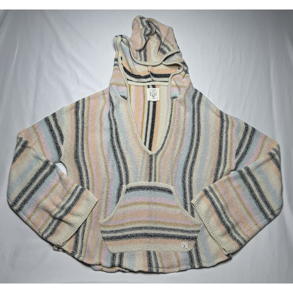 Billabong Baja Beach Striped Hoodie Knit Sweater Women's Size M